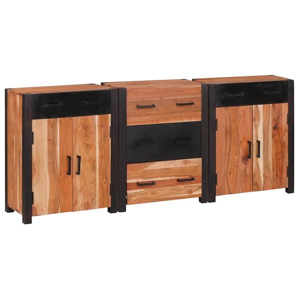 vidaXL Servírovacia skriňa so zásuvkou 3 pcs Hnedá 165 x 30 x 75 cm
