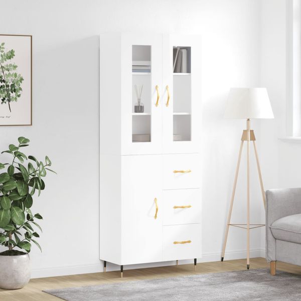 vidaXL Vysoká skrinka lesklá biela 69,5x34x180 cm spracované drevo