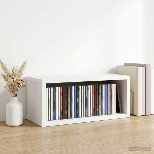 vidaXL Roh na skladovanie CD Biela 40 x 17 x 17 cm Kompozitné drevo