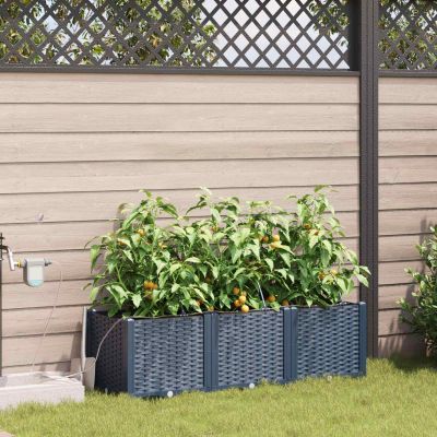 vidaXL Záhradný kvetináč 3 pcs Biely 120 x 40 x 37,5 cm Plast