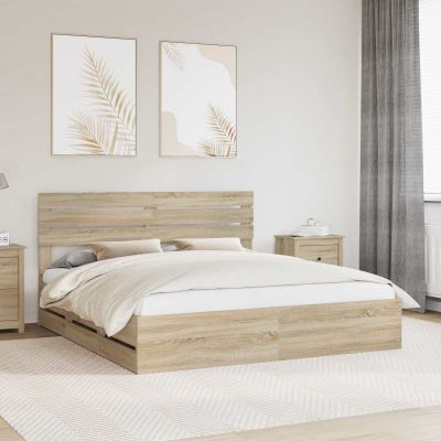 vidaXL Rám postele Sonoma dub 200 x 200 cm Inžinierske drevo