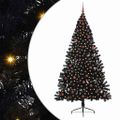 vidaXL Umelý predsvietený vianočný stromček Čierna 240 cm PVC