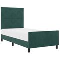 vidaXL Posteľ s pružinovým rámom Tmavozelená 90 x 190 cm Zamat