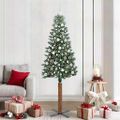 vidaXL Úzky vianočný stromček s 300 LED-i so stojanom Zelená 210 cm