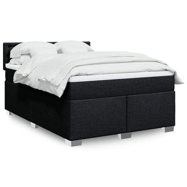 vidaXL Posteľný rám boxspring s matracom čierny 160x200 cm látka