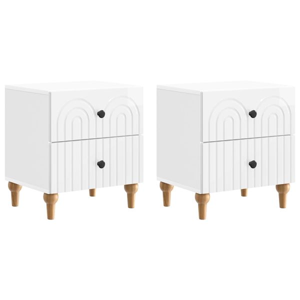 vidaXL Nočný stolík 2 pcs Biela s vysokým leskom 43 x 34,5 x 48 cm