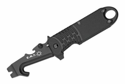 FOX knives FX-212  E.R.T. BLACK vreckový záchranársky nôž 7,5 cm, celočierna, FRN, puzdro Kydex