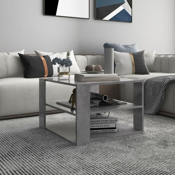 vidaXL Konferenčný stolík betónovo-sivý 60x60x40 cm drevotrieska
