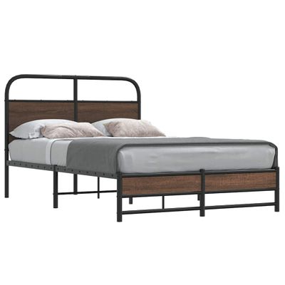 vidaXL Posteľný rám bez matraca 140x190 cm hnedý dub kompozitné drevo