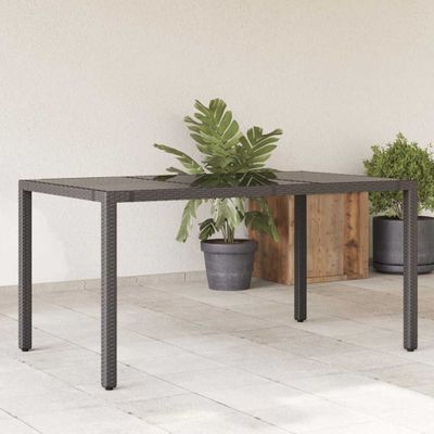 vidaXL Záhradný stôl so sklenenou doskou čierny 150x90x75 cm polyratan