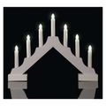 LED svietnik drevený biely, 29 cm, 2x AA, vnútorný, teplá biela, časovač