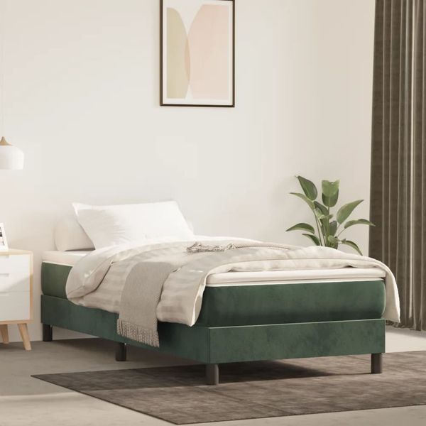vidaXL Matrac s taštičkovými pružinami stredná tvrdosť tmavozelený 90x200x20 cm zamat