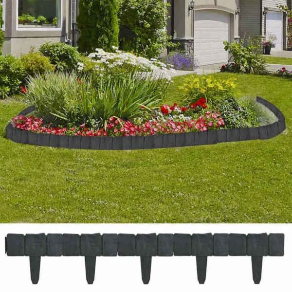 vidaXL Plastová záhradná obruba trávnika, vzhľad kameňa 41 ks 10 m