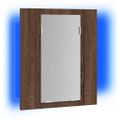 vidaXL LED zrkadlová skrinka hnedý dub 40x12x45 cm kompozitné drevo