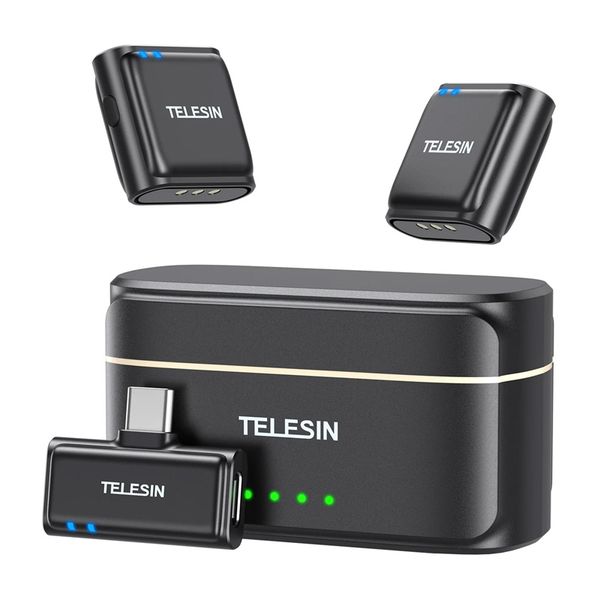 Bezdrôtový mikrofón TELESIN + powerbanka pre telefóny (USB-C)