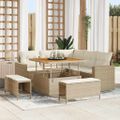 vidaXL Súprava záhradných pohoviek 8 ks Béžová polyratan