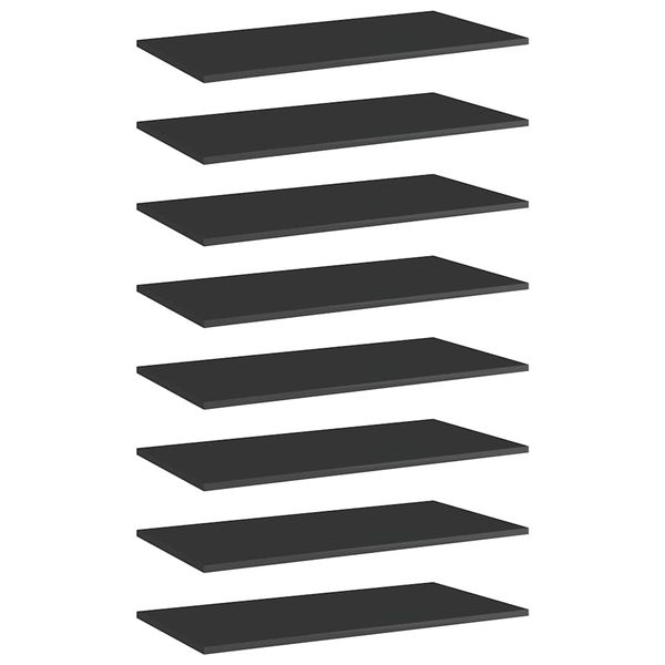 vidaXL Prídavné police 8 ks, lesklé čierne 80x40x1,5 cm, drevotrieska