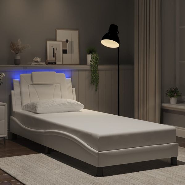 vidaXL Rám postele, Viana, s LED bez matraca, biely 80x200 cm