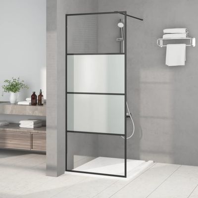 vidaXL Sprchová zástena čierna 80x195 cm polopriehľadné ESG sklo