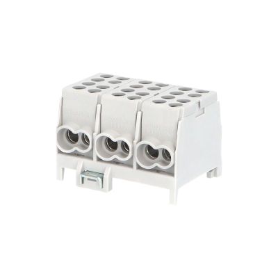 Svorkovnica rozbočovacia HLAK 25 3/6 S, 100A, 3pól., AL/CU, IP20, sivá, na DIN /2080305