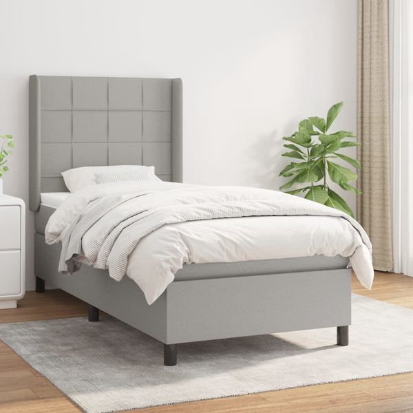 vidaXL Boxspring posteľ s matracom bledosivý 100x200 cm látka