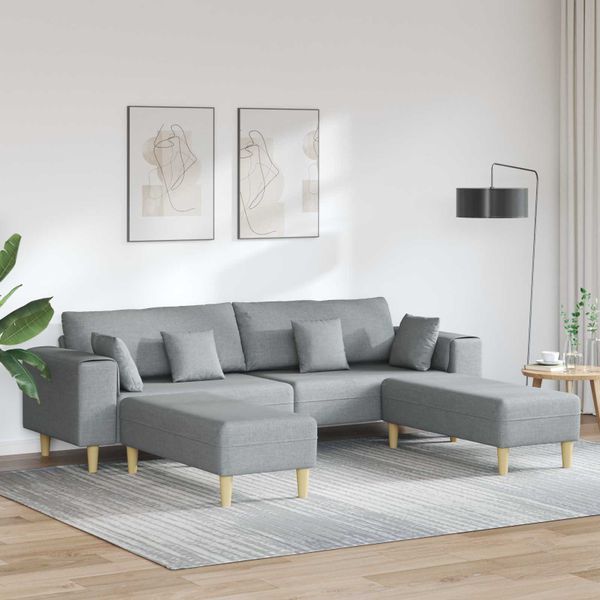 vidaXL Pohovka s vankúšom 3 pcs Svetlosivá látka