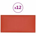 vidaXL Nástenné panely 12 ks červené 30x15 cm umelá koža 0,54 m²