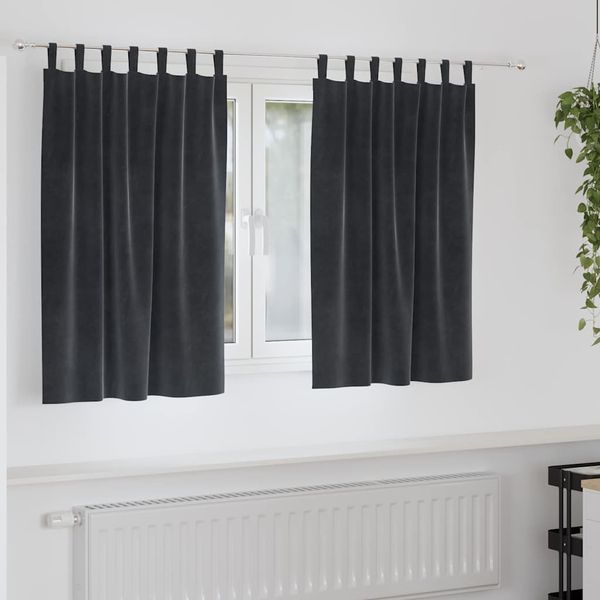 vidaXL Zatemňovacie závesy 2 pcs Tmavo šedá 140 x 140 cm Zamat