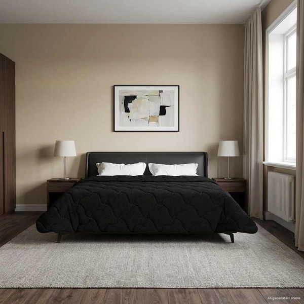 vidaXL Letná prikrývka Čierna 240 x 260 cm Mikrofáza a Teddy fleece