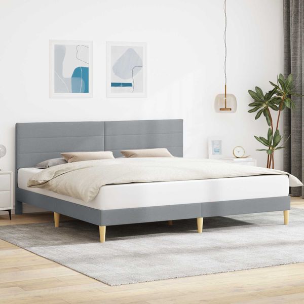 vidaXL Rám postele s čelnou doskou Svetlosivá 200 x 200 cm Látka