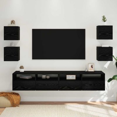 vidaXL Nástenná skriňa pre TV 4 pcs Čierny dub 30,5 x 30 x 30 cm