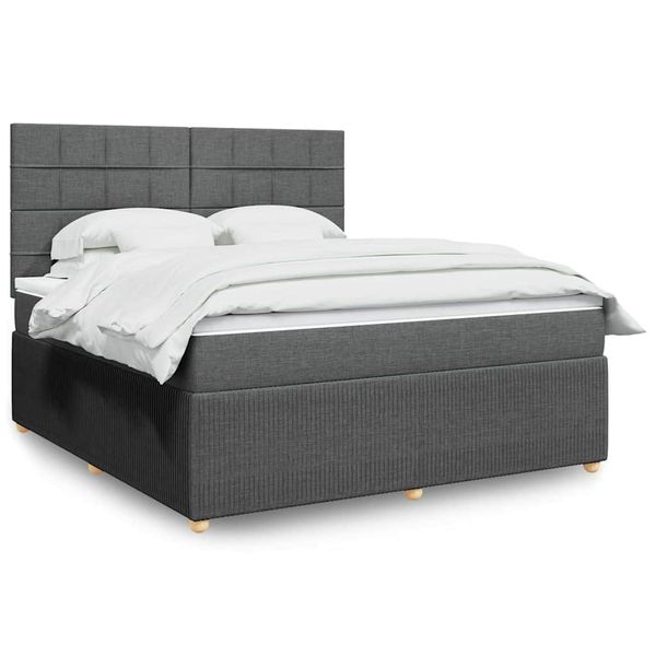 vidaXL Boxspring posteľ s matracom tmavosivá 180x200 cm látka
