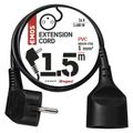 Predlžovací kábel EMOS PC0111 / 1,5 m / 1 zásuvka / čierny / PVC / 1 mm2