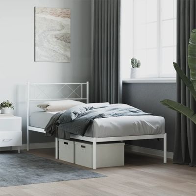 vidaXL Kovový rám postele s čelom biely 90x190 cm