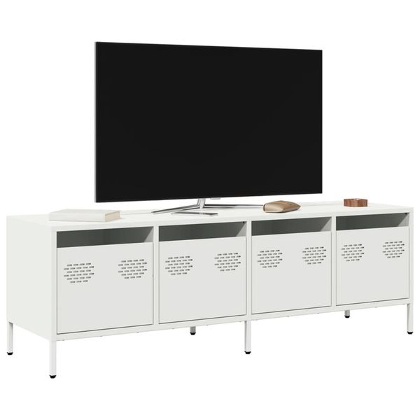 vidaXL TV skrinka biela 135x39x43,5 cm oceľ valcovaná za studena