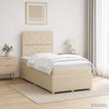 vidaXL LED boxspring posteľ s matracom Krémová 120 x 190 cm Látka