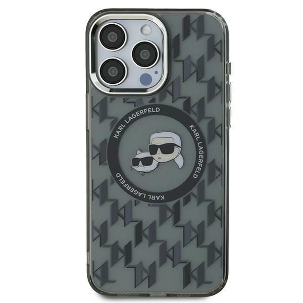 Obal Karl Lagerfeld pre iPhone 16 Pro 6,3" KLHMP16LHMCKMHK čierny tvrdý IML Monogram Karl&Choupette Head MagSafe