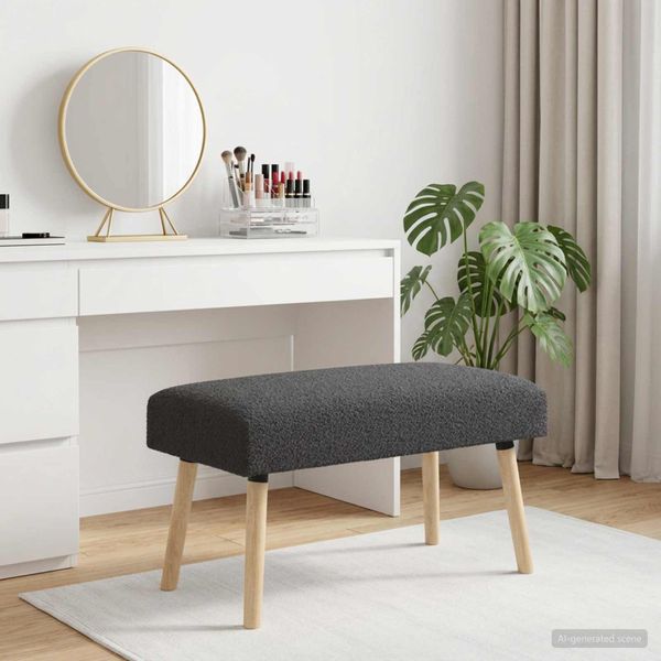 vidaXL lavička Jednofarebný Tmavosivá 80 x 40 x 46 cm Bouclé