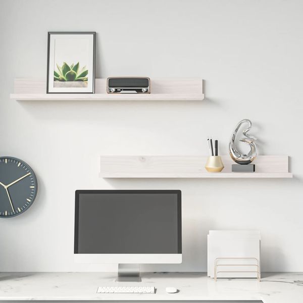 vidaXL Nástenné skrinky 2 ks biele 80x11x9 cm masívna borovica