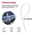 Sťahovacia páska 300×4,8, biela, 100 ks