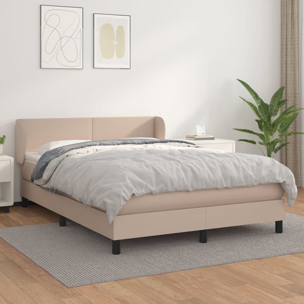vidaXL Boxspring posteľ s matracom kapučínová 140x200 cm umelá koža