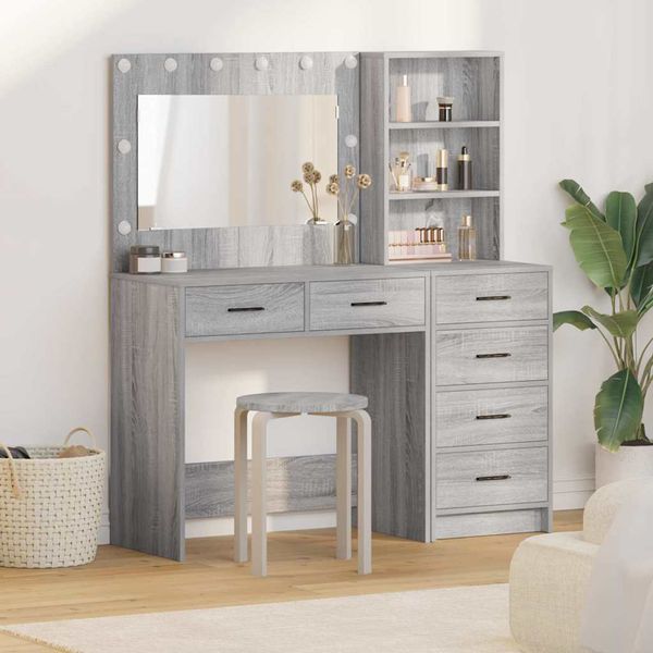 vidaXL Toaletný stolík Svetlosivá 78.5 x 41 x 135 cm Kompozitné drevo