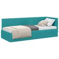 vidaXL Rohový rám postele Tyrkysová 80 cm x 200 cm Zamat