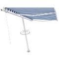 vidaXL Voľne stojaca ručne zaťahovacia markíza 350x250 cm, modro biela