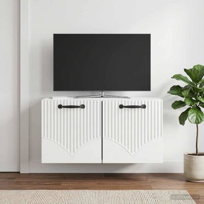 vidaXL Nástenná TV skrinka Biela s vysokým leskom 59,5 x 31 x 30 cm