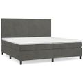 vidaXL Posteľný rám boxspring s matracom tmavosivý 200x200 cm zamat