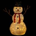 vidaXL Dekoratívny vianočný snehuliak LED luxusná látka 90 cm