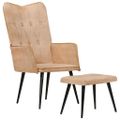 vidaXL Kreslo wingback s podnožkou krémové plátno