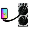 HYTE chladič CPU THICC Q60 - 240 / LGA 1851,1700,1200,AM5,AM4 / s displejem Vodní chlazení CPU, 240mm, 52mm tlouštka, 5" IPS displej 720×1280, duální cerpadla, 2× THICC FP12, Nexus Link, Intel LGA1851/1700