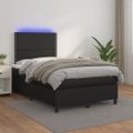 vidaXL Boxspring posteľ s matracom a LED čierna 120x200 cm umelá koža